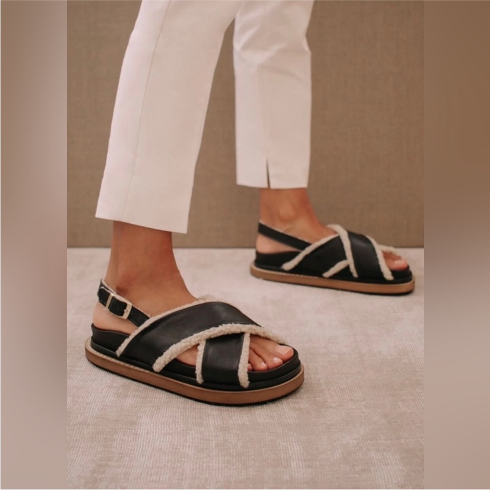 Black and Cream Women's Sandals